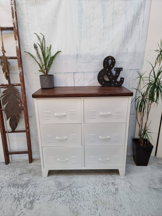 White 6 Drawer - Dark Rimu top
