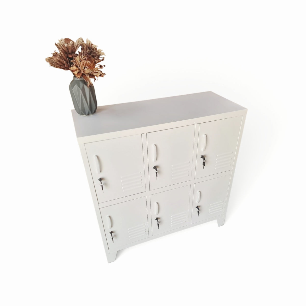 White 6 Door Metal Locker Cabinet