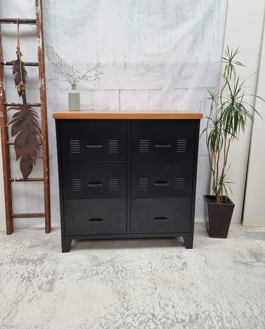 Black 6 Drawer - Rimu top