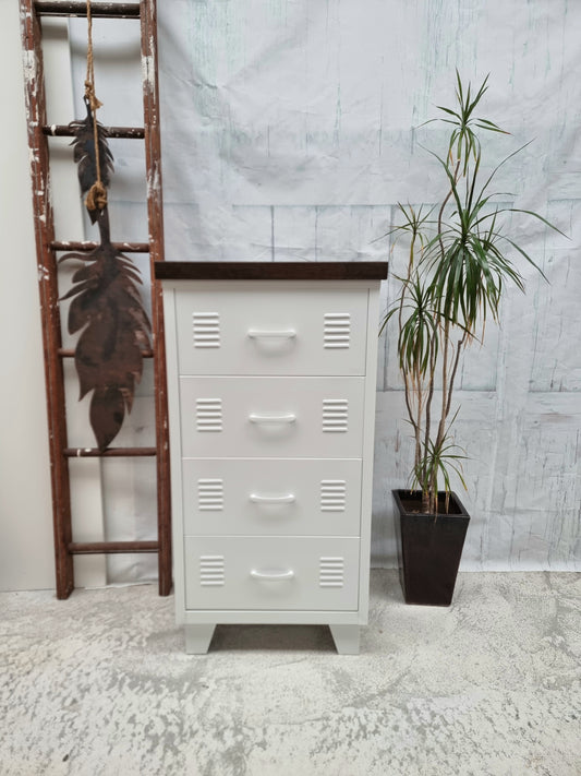 White 4 Drawers - Dark Oak top