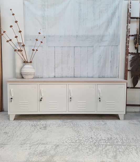 Seconds White Entertainment console WW Oak top