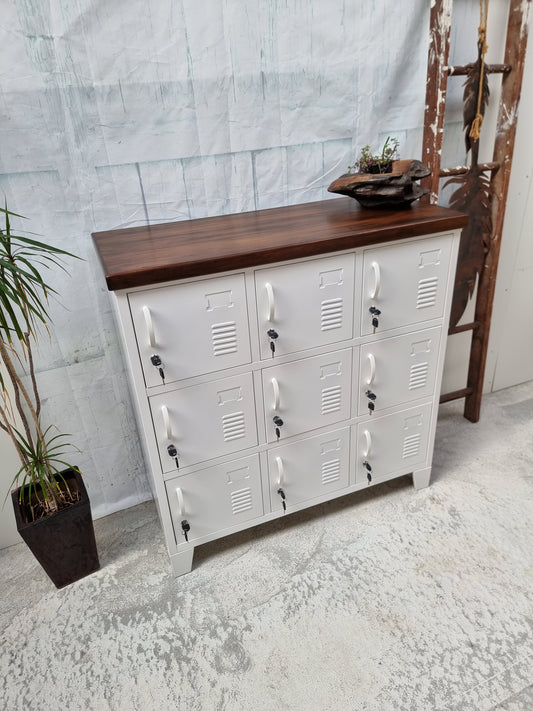 White 9 Door Locker Dark Rimu top