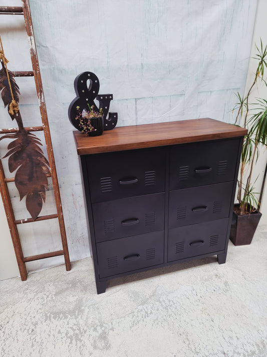 Black 6 Drawer - Dark Rimu top