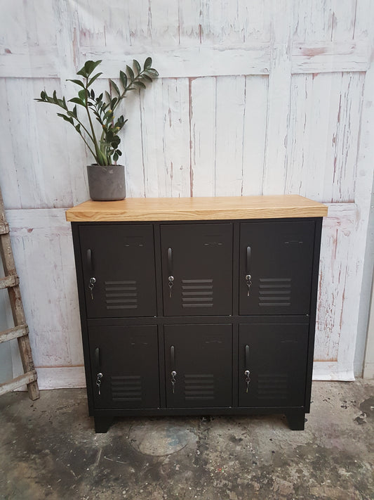 Black 6 Door Locker Oak top