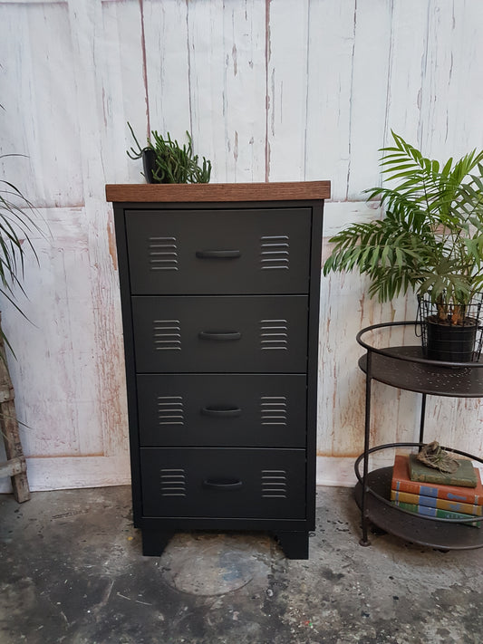 Black 4 Drawers - Dark Oak top