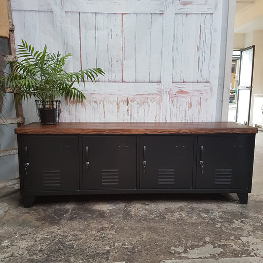 Black Entertainment console Dark Oak top