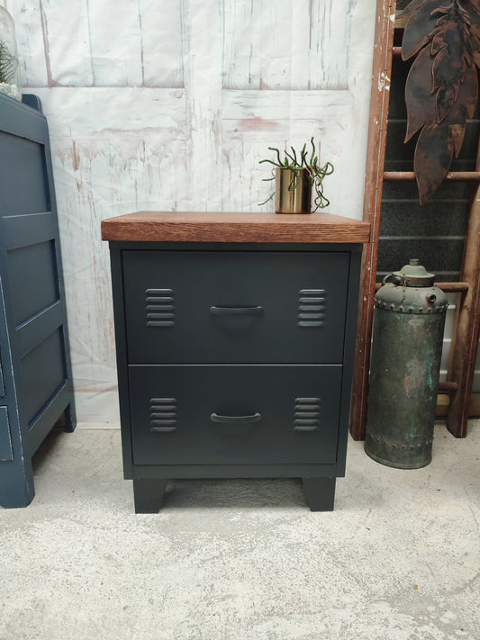 Black 2 Drawer Dark Oak top