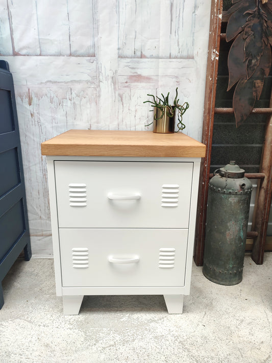 White 2 Drawer Oak top