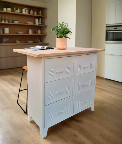 White 6 Drawer with Island top