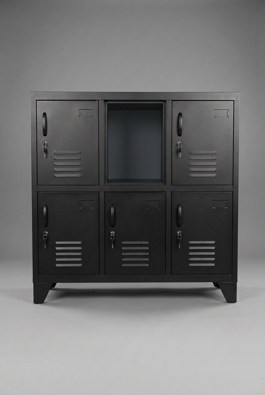 *Seconds Black 6 Door Metal Locker Cabinet