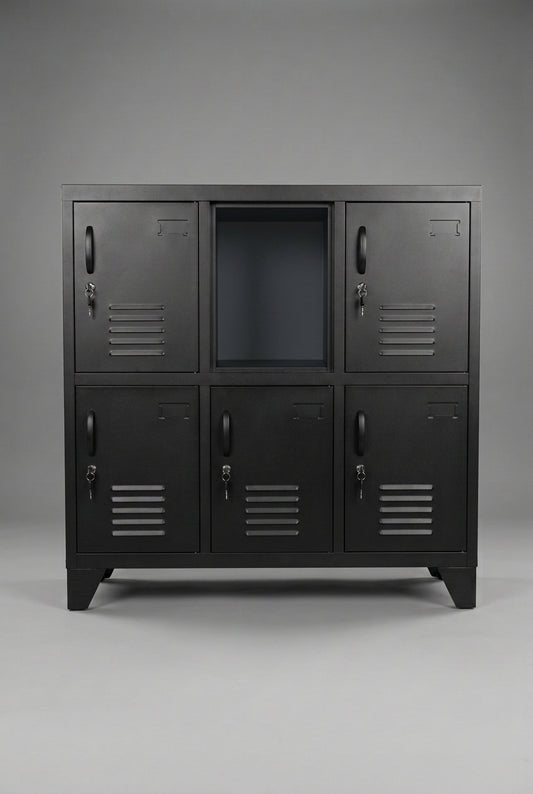 *Seconds Black 6 Door Metal Locker Cabinet