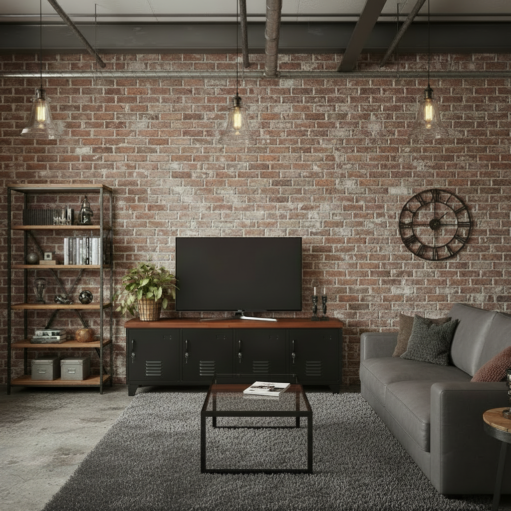 Large Industrial TV Cabinet -Black- Dark Rimu top