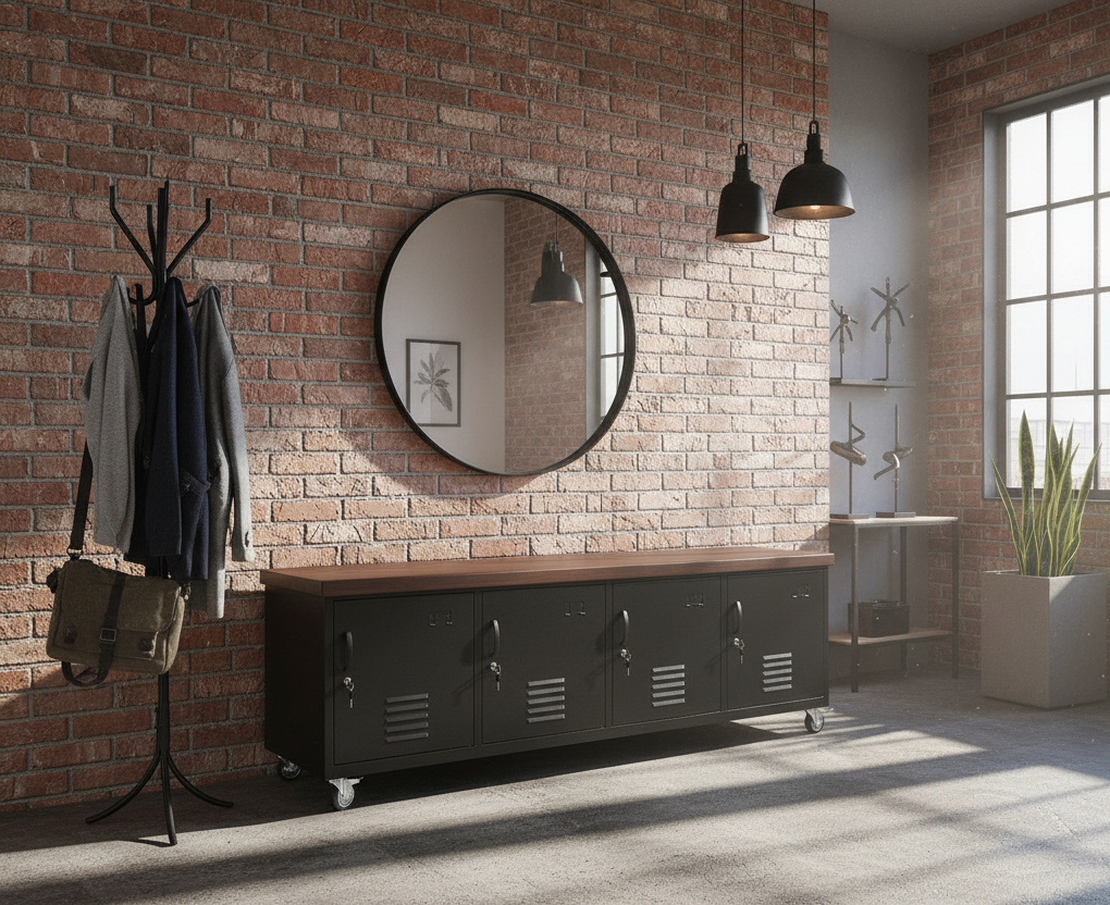 Large Industrial TV Cabinet -Black- Dark Rimu top