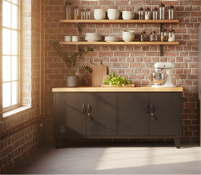 Black Versatile Locker Oak top
