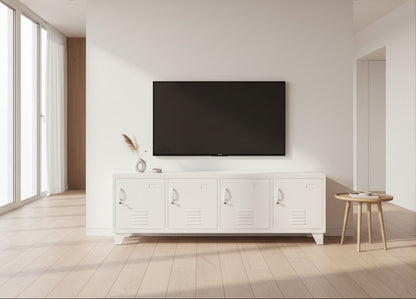 Large Industrial Metal TV Cabinet - White