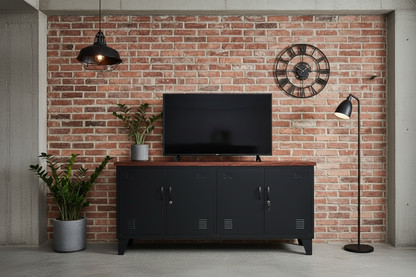Black Versatile Metal Locker Dark Rimu top
