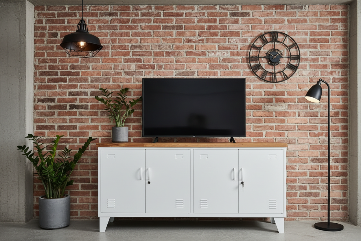 White Versatile Metal Locker Rimu top