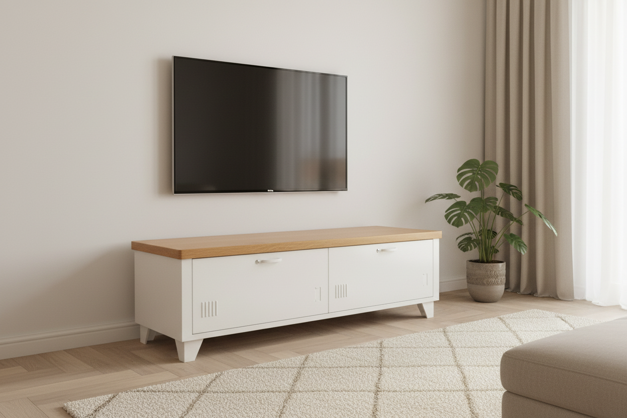 Long 2 Door TV console- Oak top