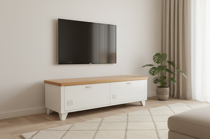 Long 2 Door TV console- Oak top