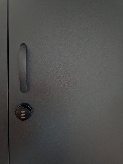 Right open Black Mini Locker-Dark Oak top