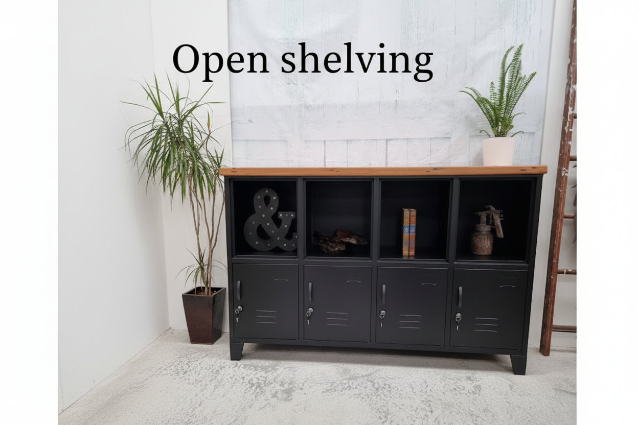Black Sideboard Locker - Rimu Top