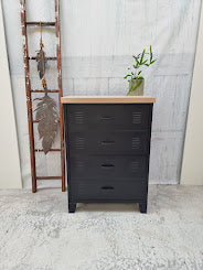 Black Tall boy Drawers Oak top