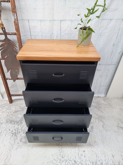 Black Tall boy Drawers Rimu top