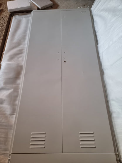 Seconds White 2 Door Metal Cupboard Locker – Wardrobe & Storage Cabinet