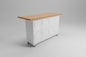 White metal and Rimu kitchen island with 8 storage lockers 