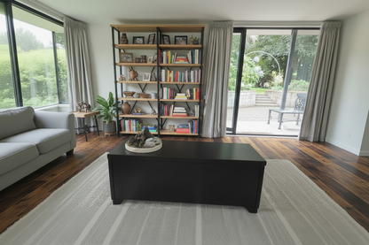 Back of industrial metal coffee table