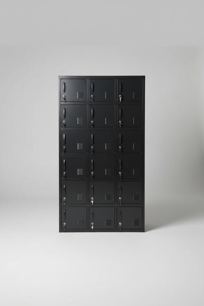 Black 18 Door locker powder coated black in studio shot