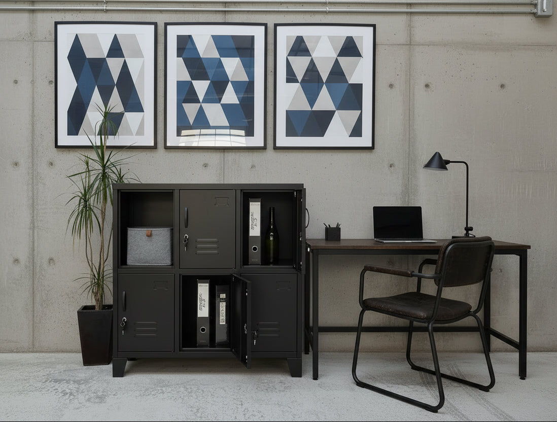 Black 6 Door Metal Locker Cabinet – Staff & Office Storage