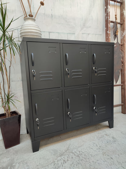 Black 6 door metal locker cabinet for home , office and staff storage