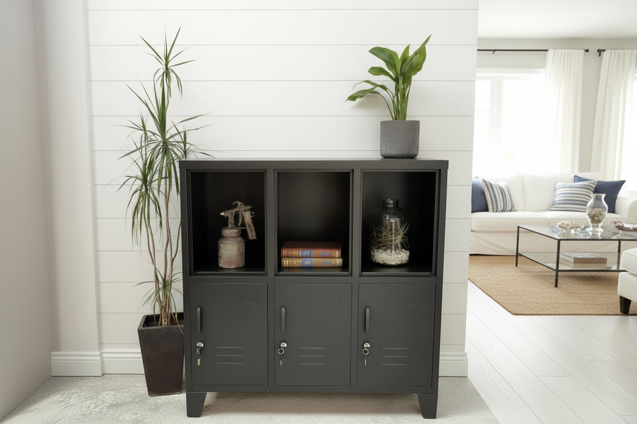 White 6 Door locker cabinets with display top , sideboard