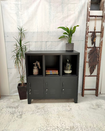 Black 6 Door locker with open display top