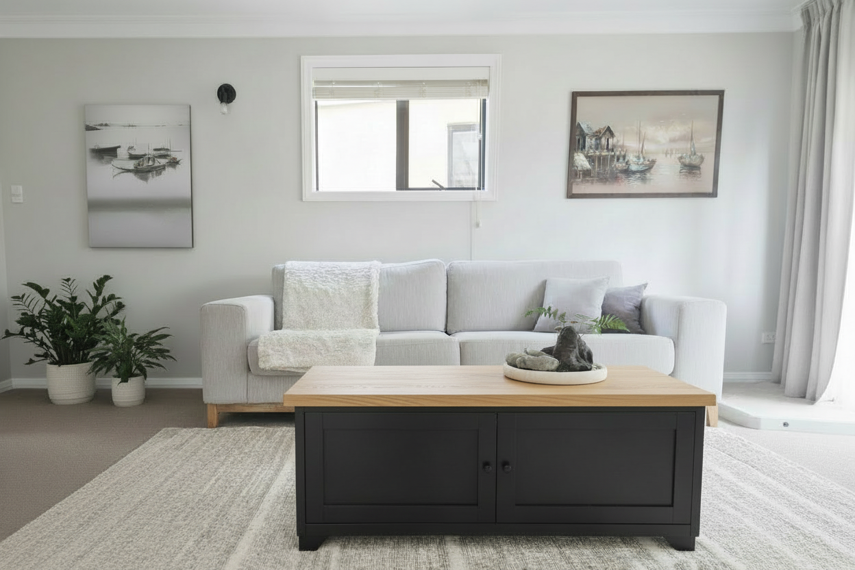 Black Metal coffee table with storage