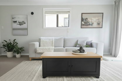 Black Metal coffee table with storage
