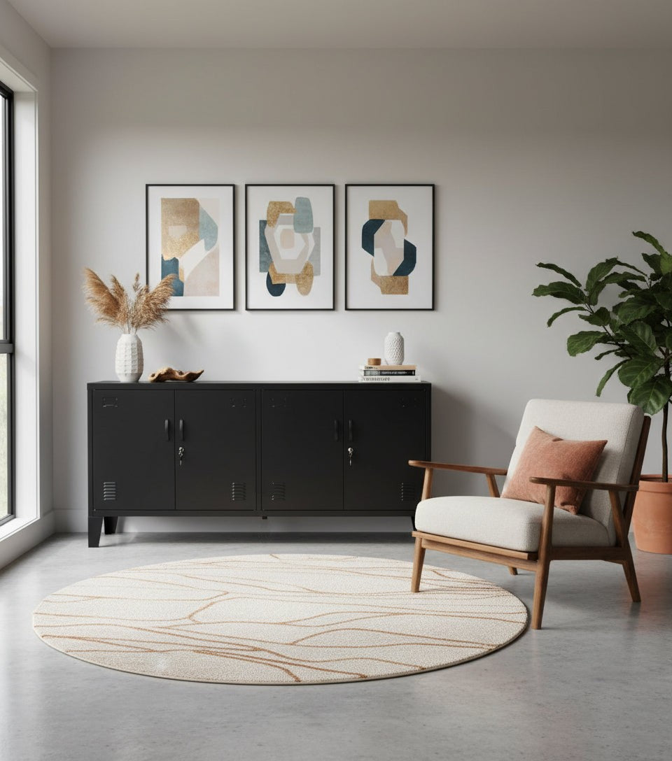 A Black Versatile Metal Locker Cabinet in a living room sideboard cabinet