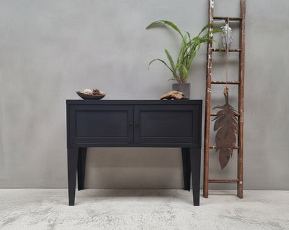 Black industrial Metal Hall Table with Storage
