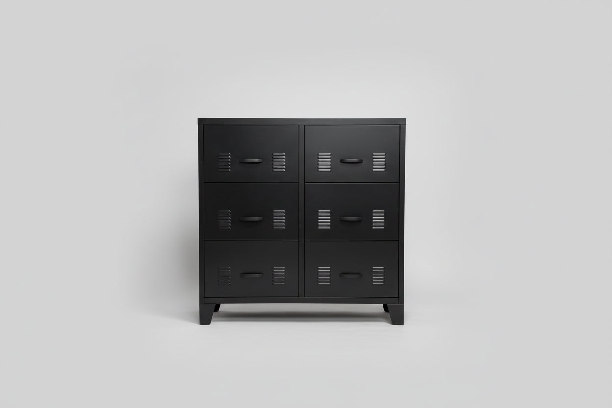 Black metal industrial drawers cabinet NZ