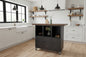 Black metal kitchen Island with open display 