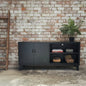Black versatile metal locker cabinet with Open side for display