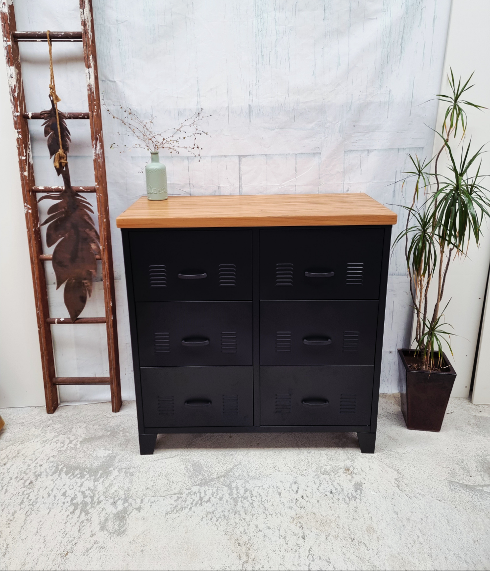 Black 6 Drawer - Rimu top