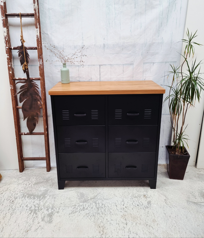 Black 6 Drawer - Rimu top