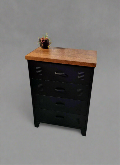 Black Tall boy Drawers Dark Oak top