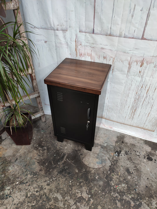 Left opening Black Mini Locker-Dark Rimu top