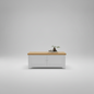 Industrial Metal Coffee Table with Oak top- Cabinet with Storage
