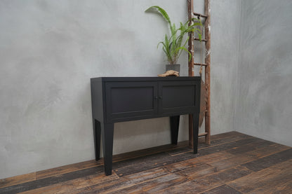 Industrial Metal Hall Table Cabinet – Storage Console Black