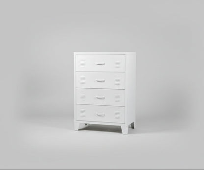 Industrial White metal tallboy locker-style dresser