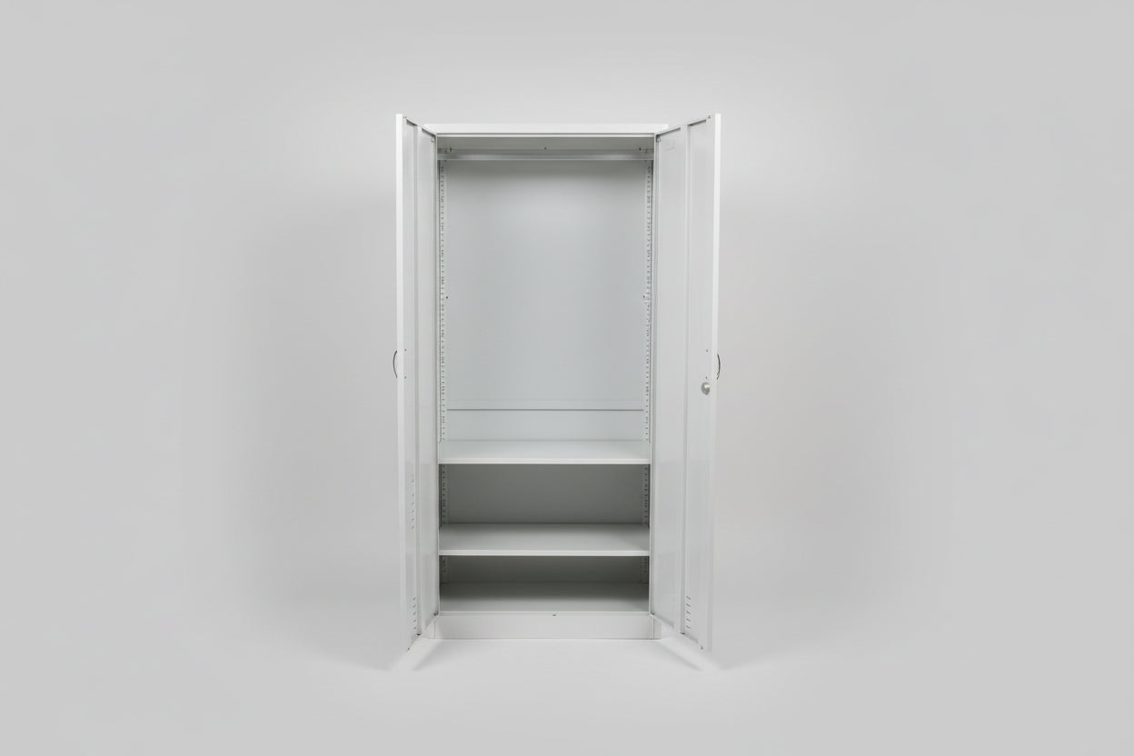 Inside of White 2 Door Metal Cupboard Locker